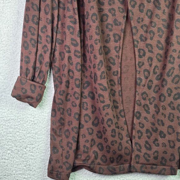 Ann Taylor Open Front Leopard Cardigan Large Brown Black Trendy Fall Workwear - Picture 9 of 14